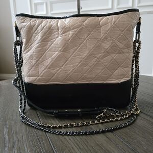 Elegant Quilted Black and Cream Women's Bag